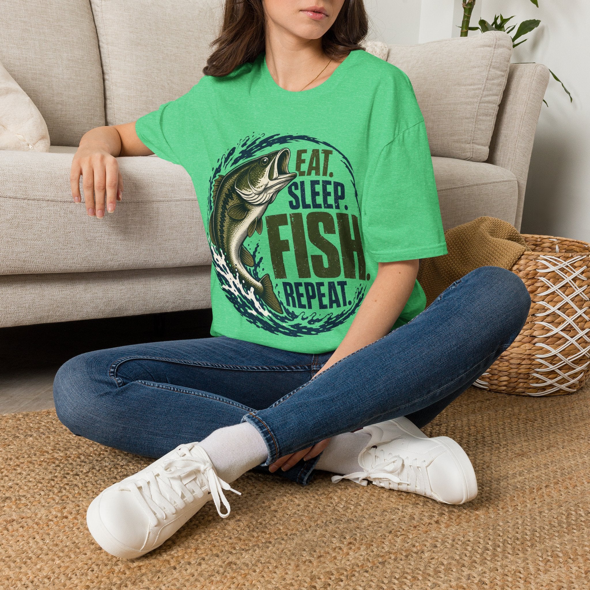 Fishing T-Shirt — "Eat. Sleep. Fish. Repeat." Graphic Tee for Anglers