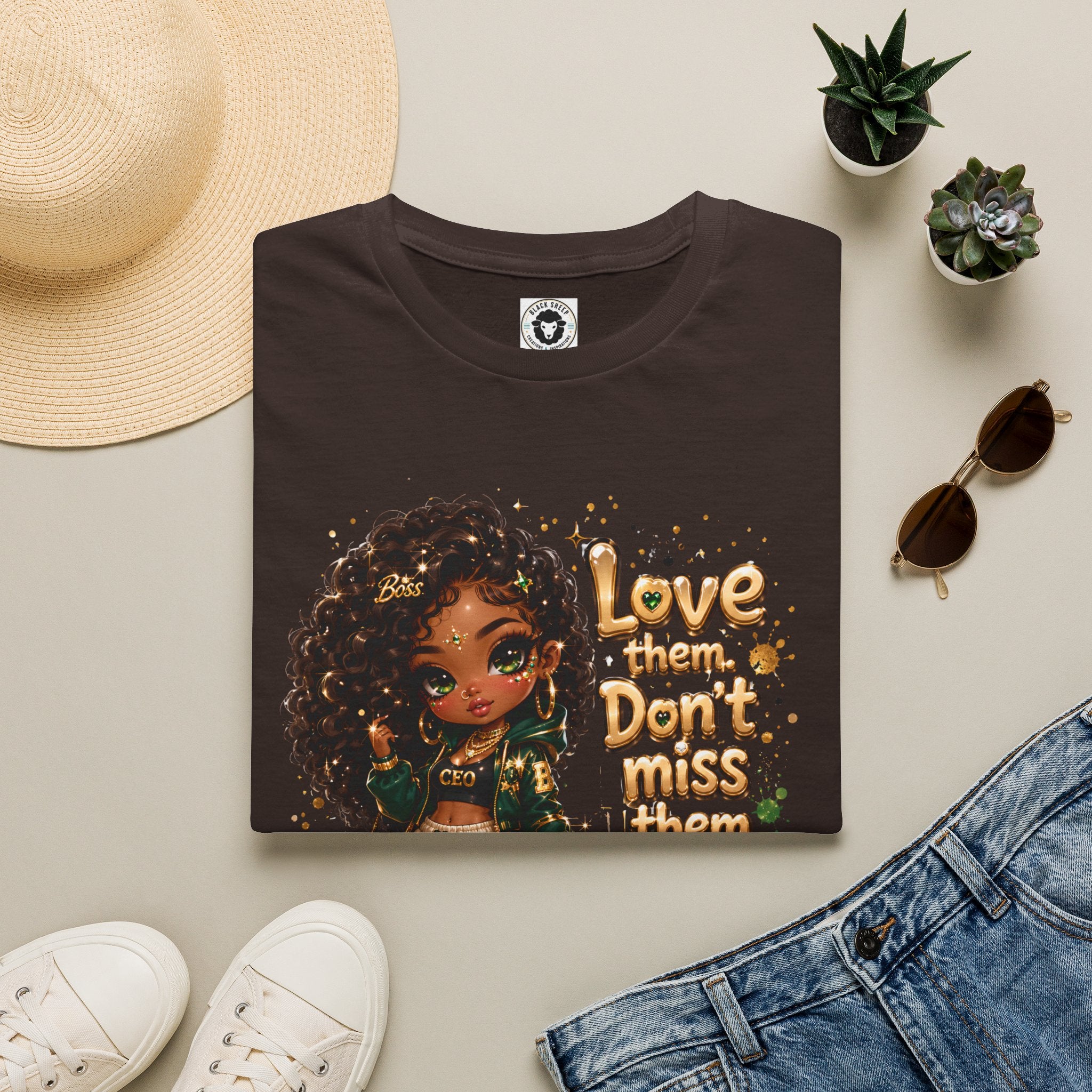 T-Shirt — "Love Them, Don't Miss Them" Cute Girl & Pup Graphic