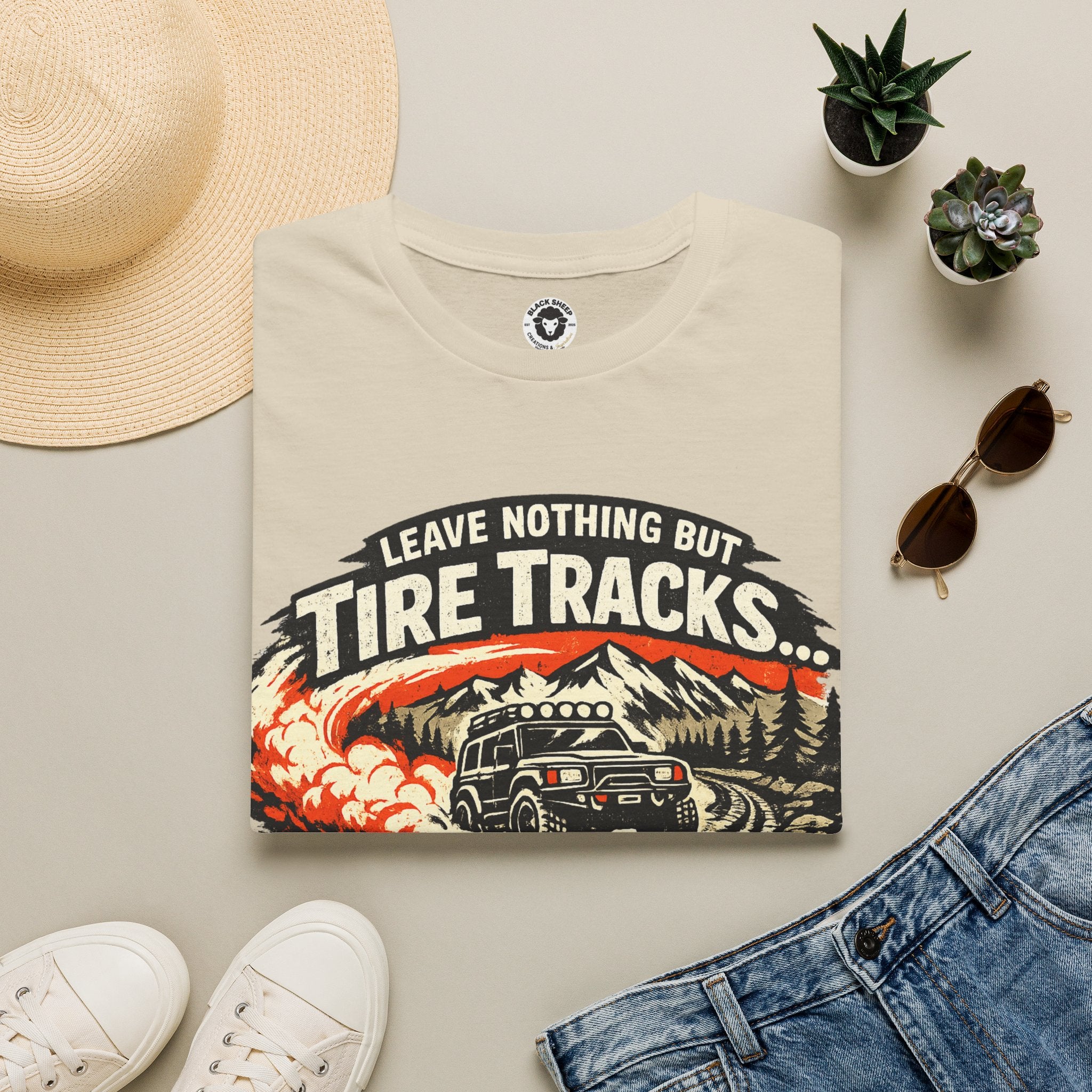 T-Shirt — "Leave Nothing But Tire Tracks... and Good Stories" Off-Road Adventure Tee