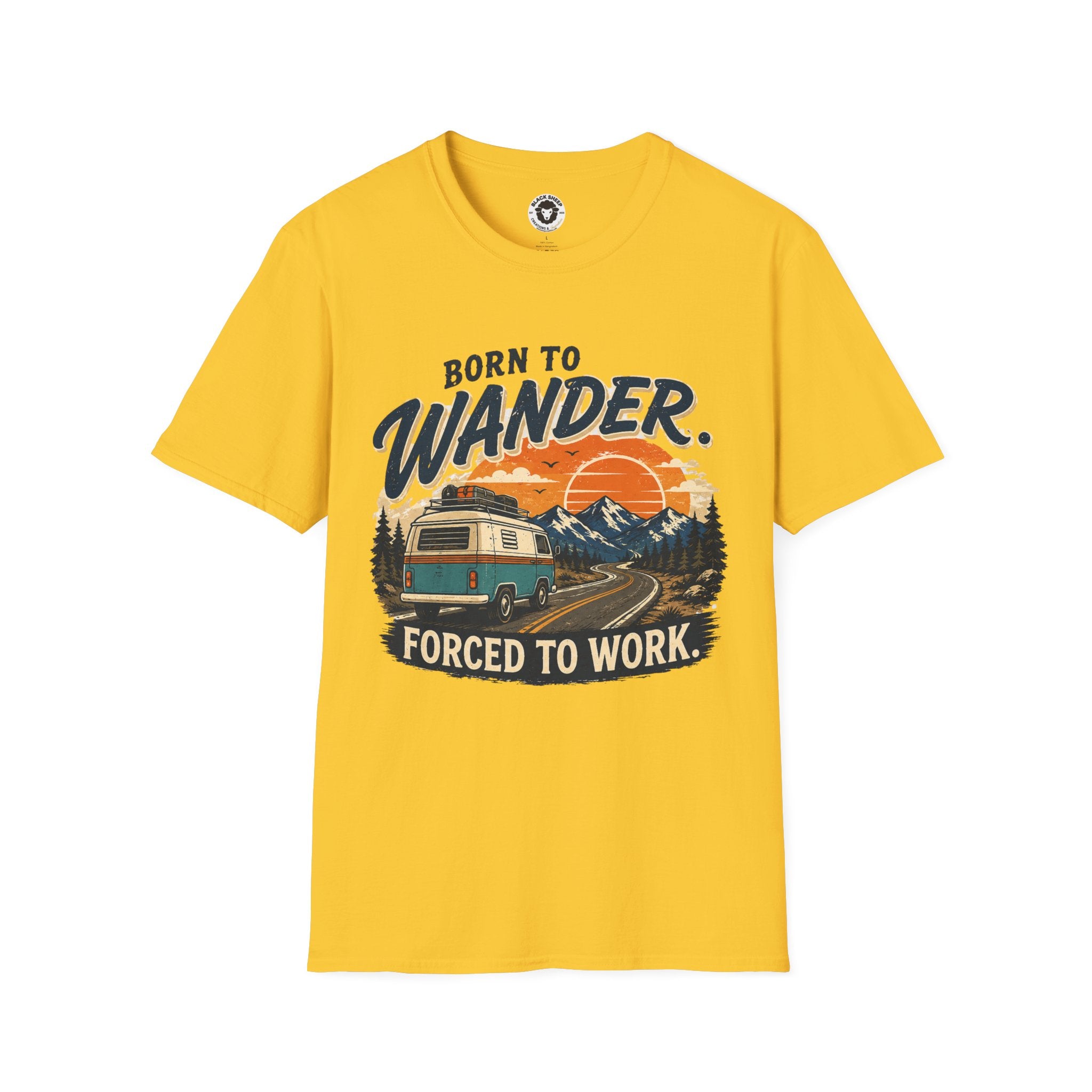 Born to Wander T-Shirt — Retro Adventure RV Graphic