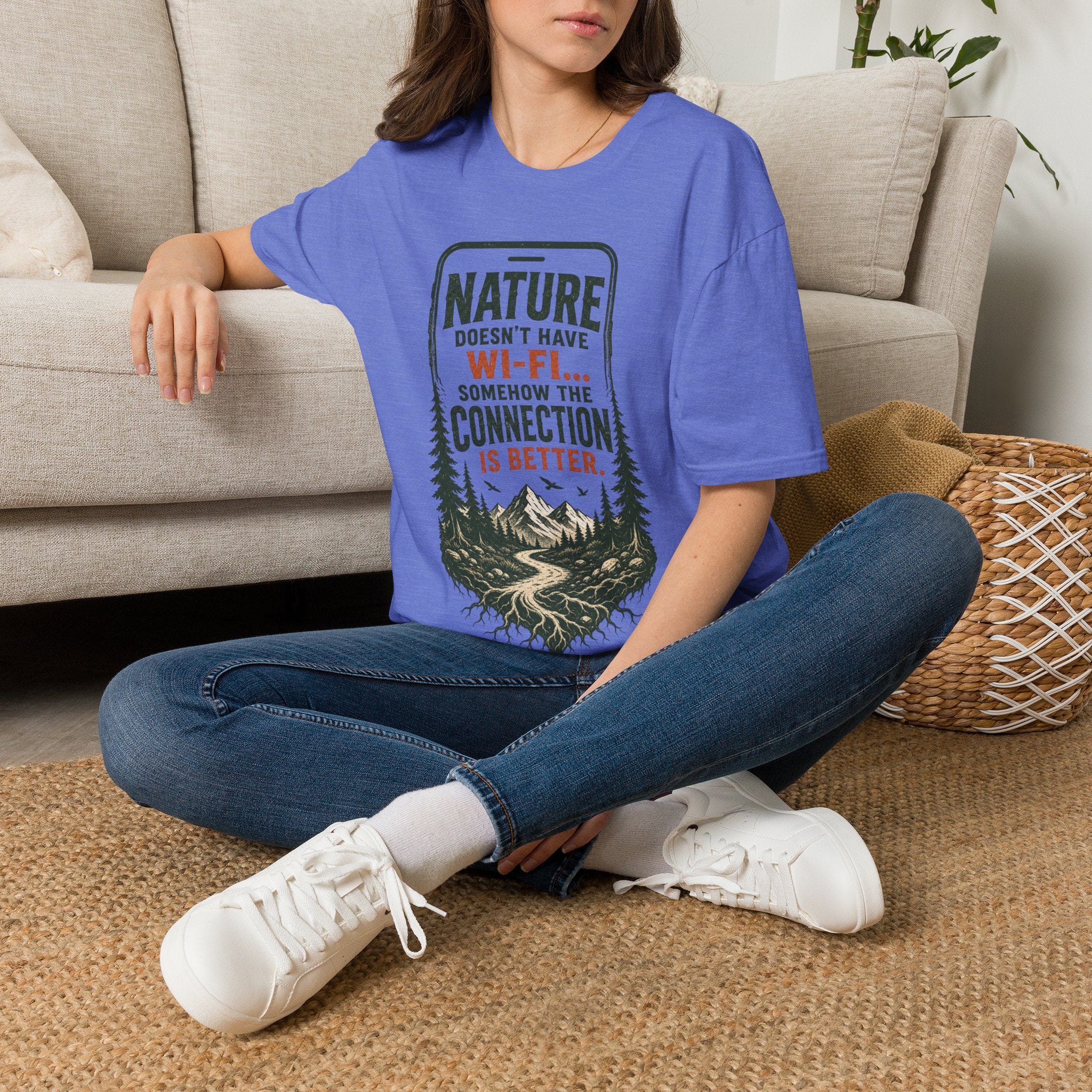 Nature Doesn’t Have Wi‑Fi T-Shirt — Vintage Outdoor Adventure Graphic Tee