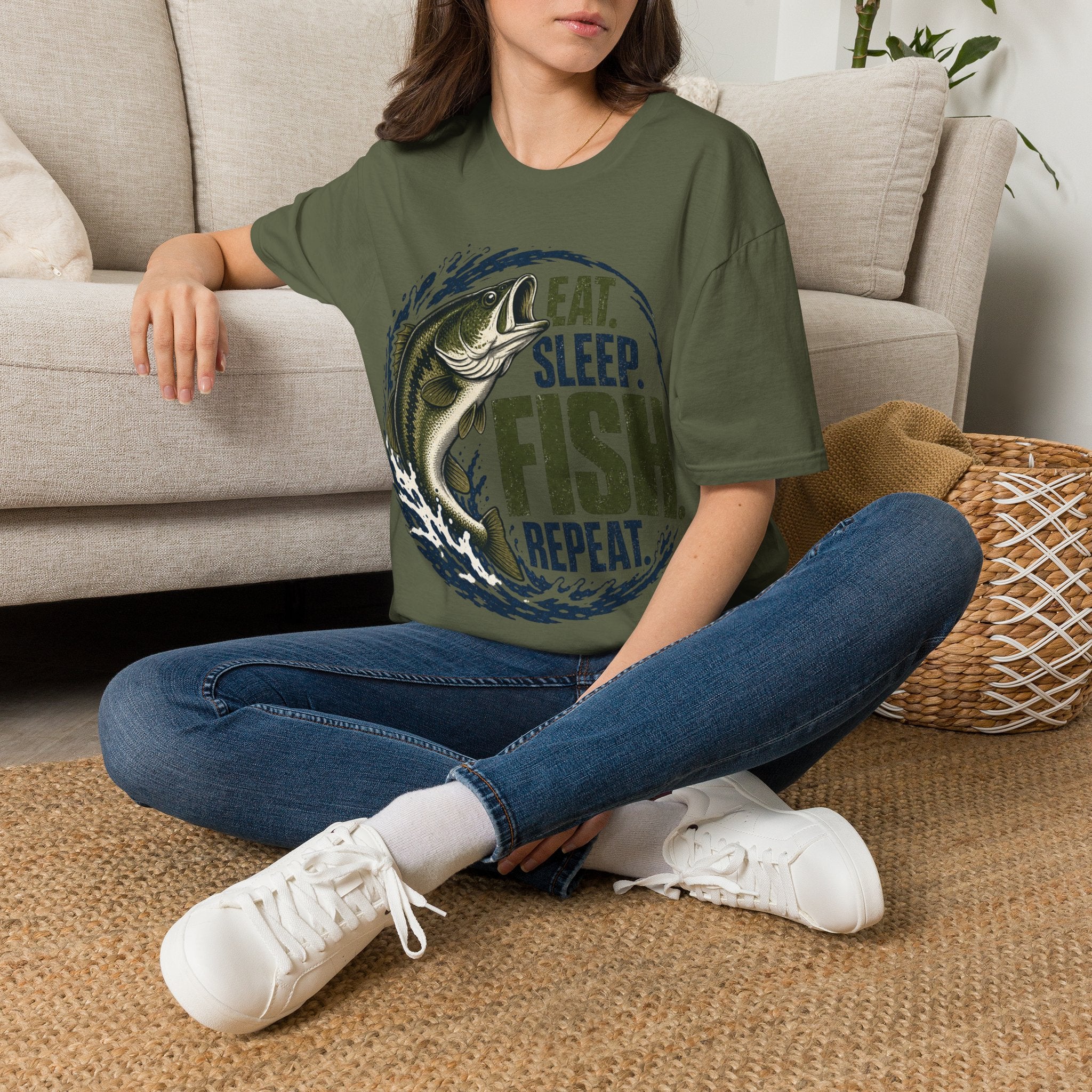 Fishing T-Shirt — "Eat. Sleep. Fish. Repeat." Graphic Tee for Anglers