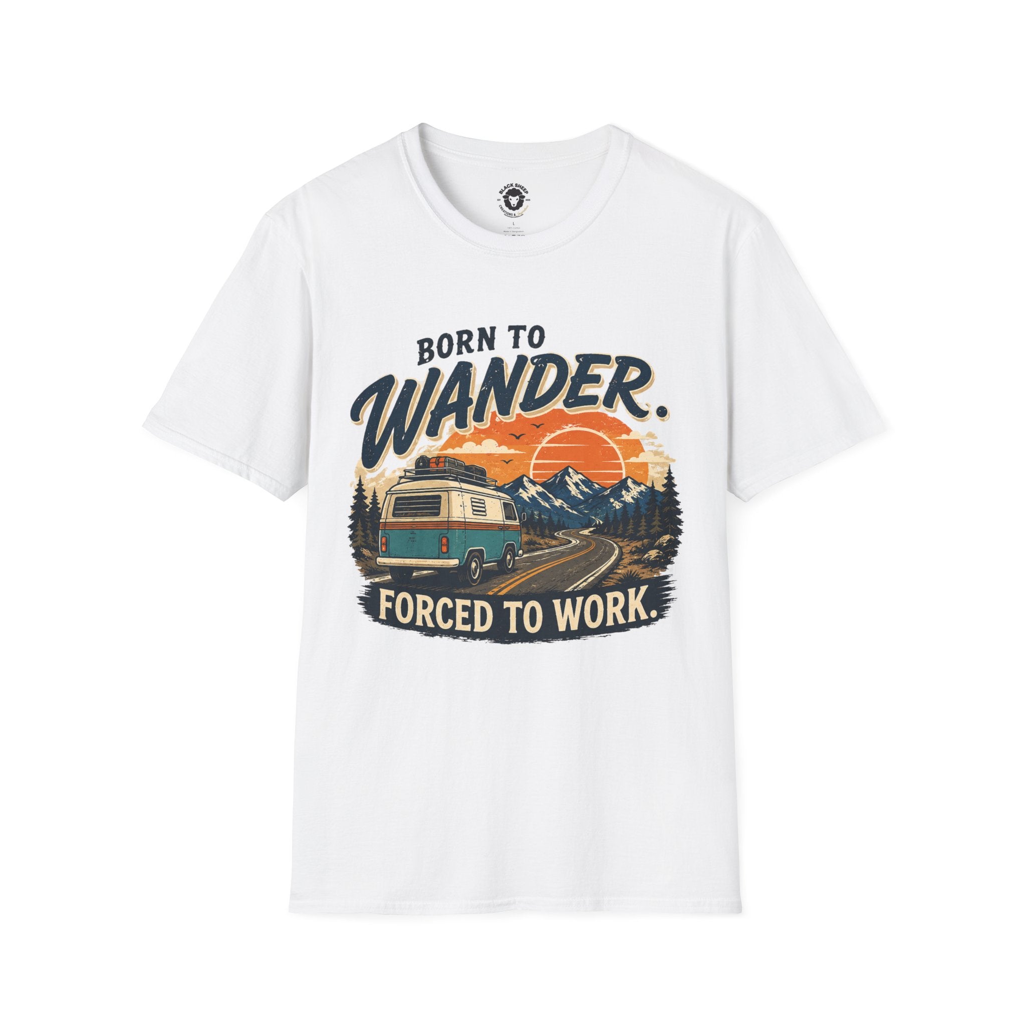 Born to Wander T-Shirt — Retro Adventure RV Graphic