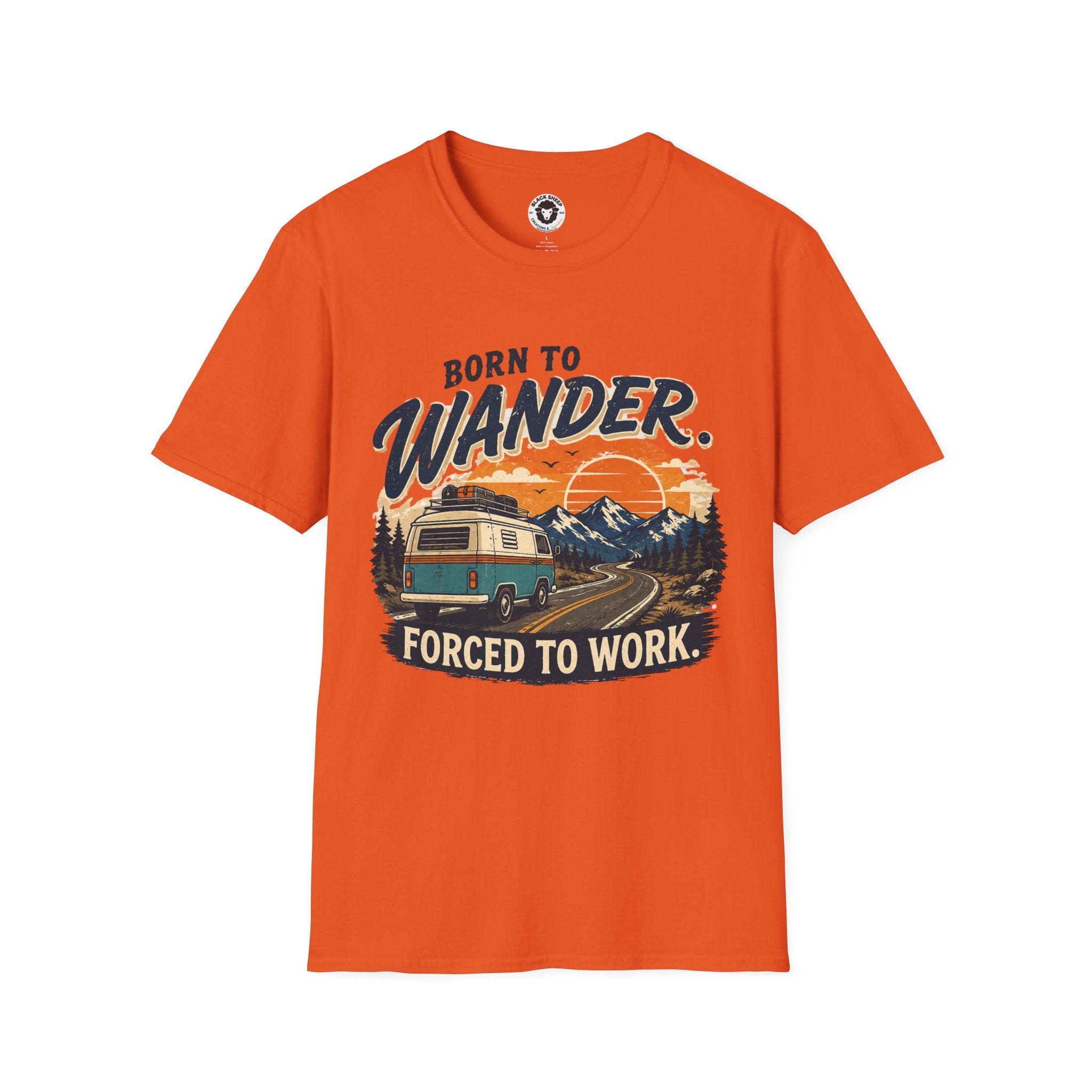 Born to Wander T-Shirt — Retro Adventure RV Graphic
