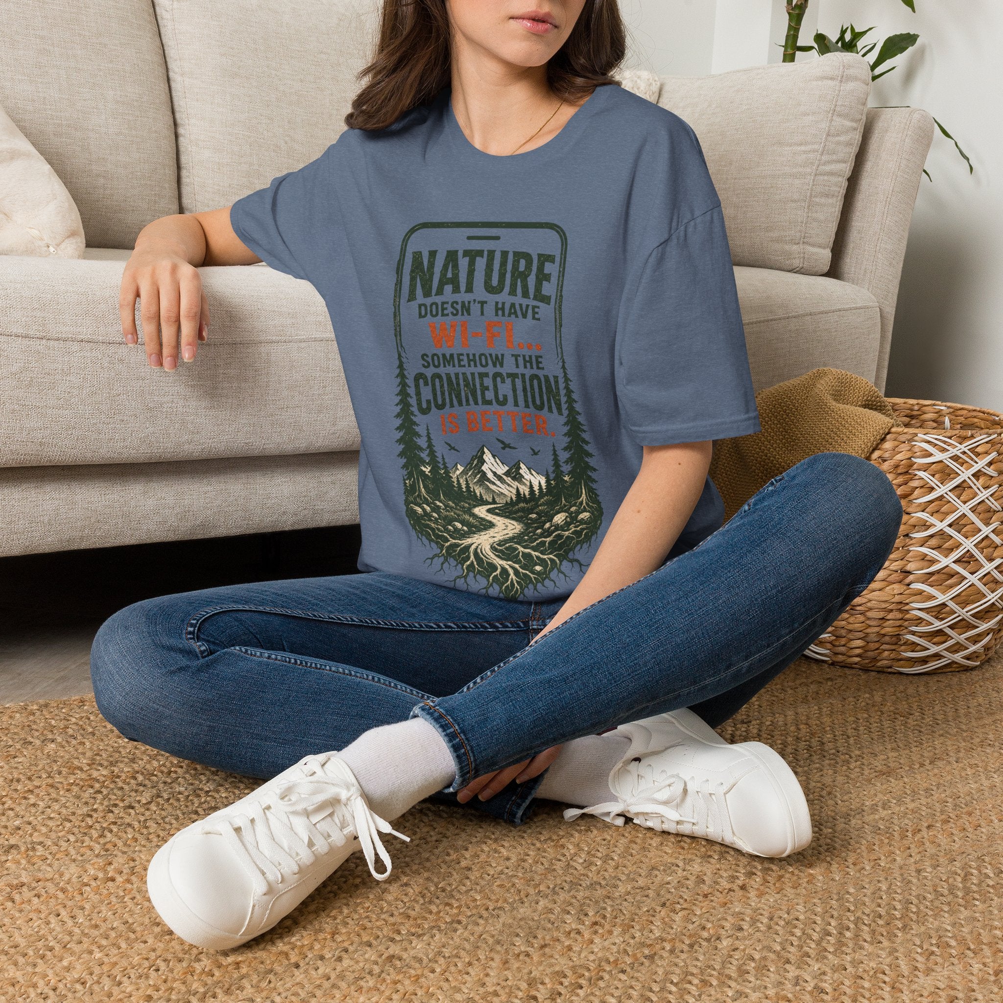 Nature Doesn’t Have Wi‑Fi T-Shirt — Vintage Outdoor Adventure Graphic Tee