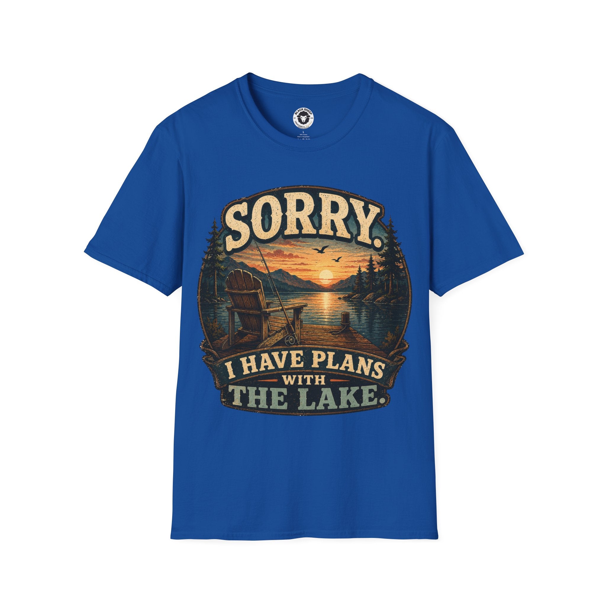 Lake Plans T-Shirt — "Sorry I Have Plans With The Lake" Retro Sunset Tee