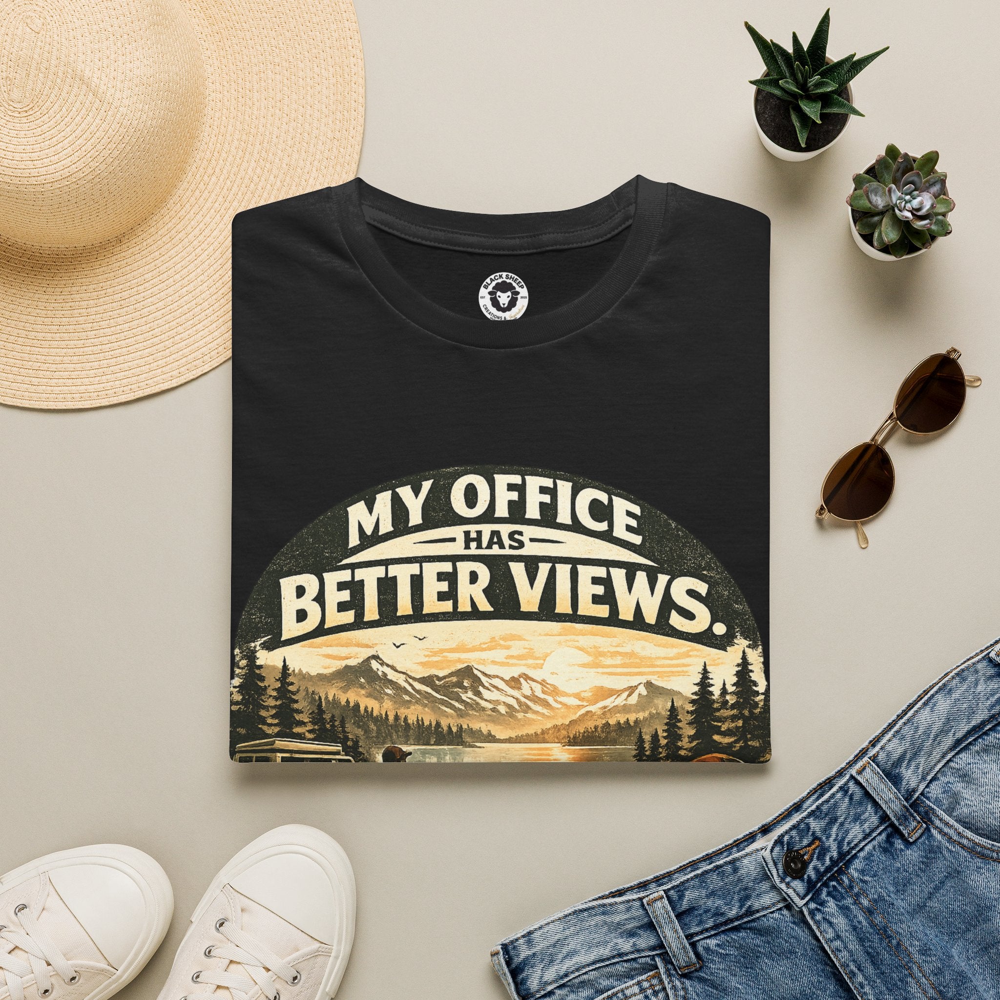 My Office Has Better Views T-Shirt — Scenic Mountain Work-From-Home Tee
