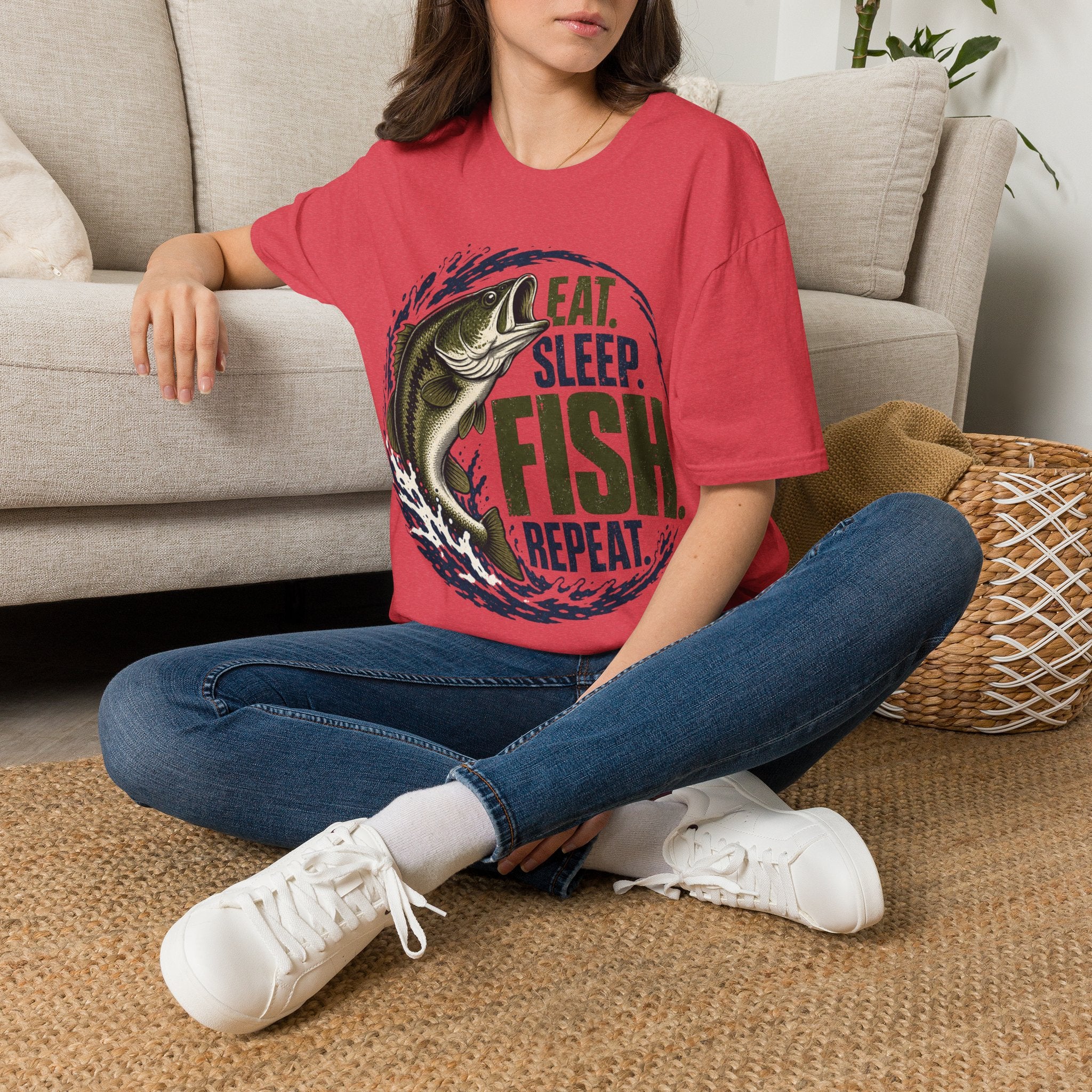 Fishing T-Shirt — "Eat. Sleep. Fish. Repeat." Graphic Tee for Anglers
